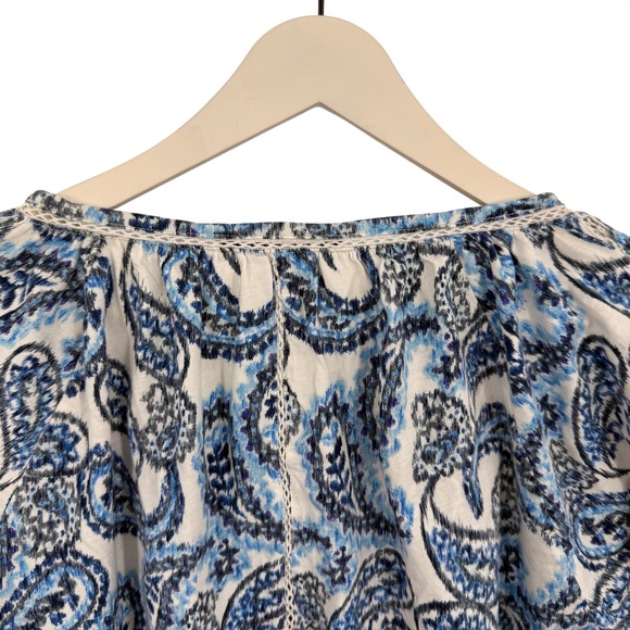 Lauren Ralph Lauren Women's Blue Paisley Print Long Sleeve Peasant Blouse XL - Picture 3 of 5